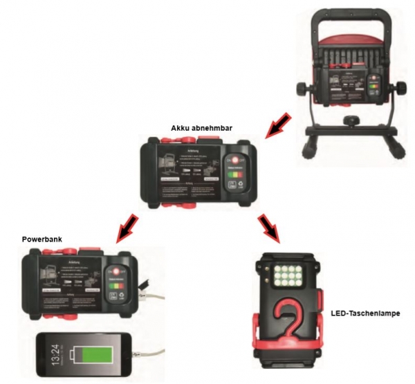 Akku-LED-Strahler „Allround” IP44
